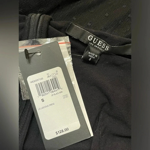 Guess mesh dot‎ embroidered off shoulder dress S - Picture 7 of 8